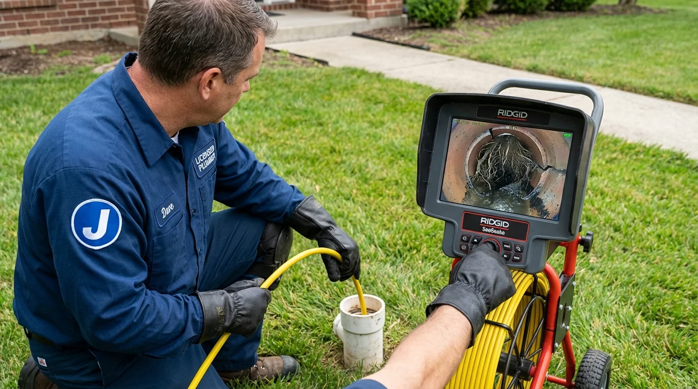Sewer camera inspection being performed by Johns Plumbing LLC in Montezuma